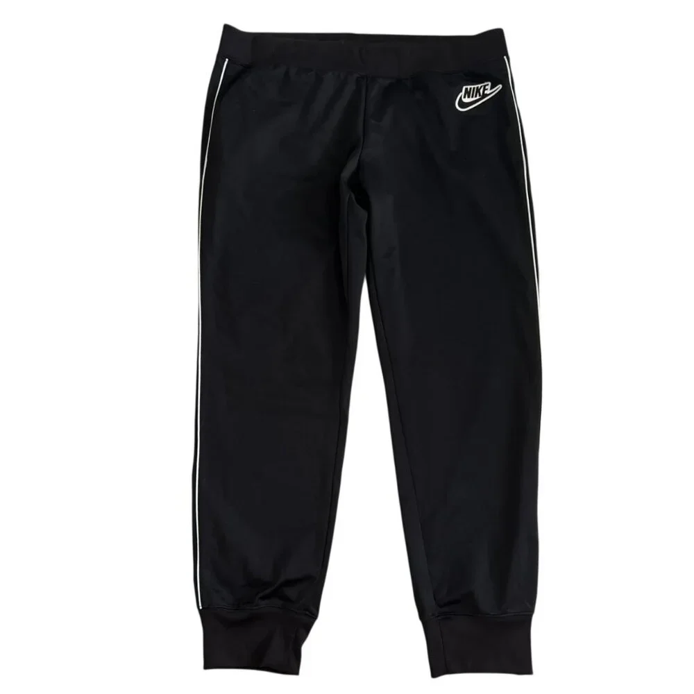 Nike‎ Track Pants Men XL Black Sporty Joggers Side Piping Activewear